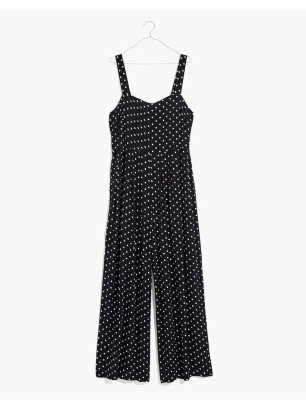 Madewell Polka Dot Jumpsuit 10 Black White Square Neck Wide Leg Classic Party